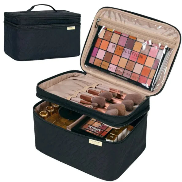 Portable Double Layer Cosmetics Travel Bag
