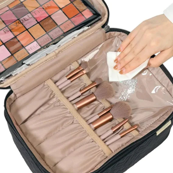 Portable Double Layer Cosmetics Travel Bag