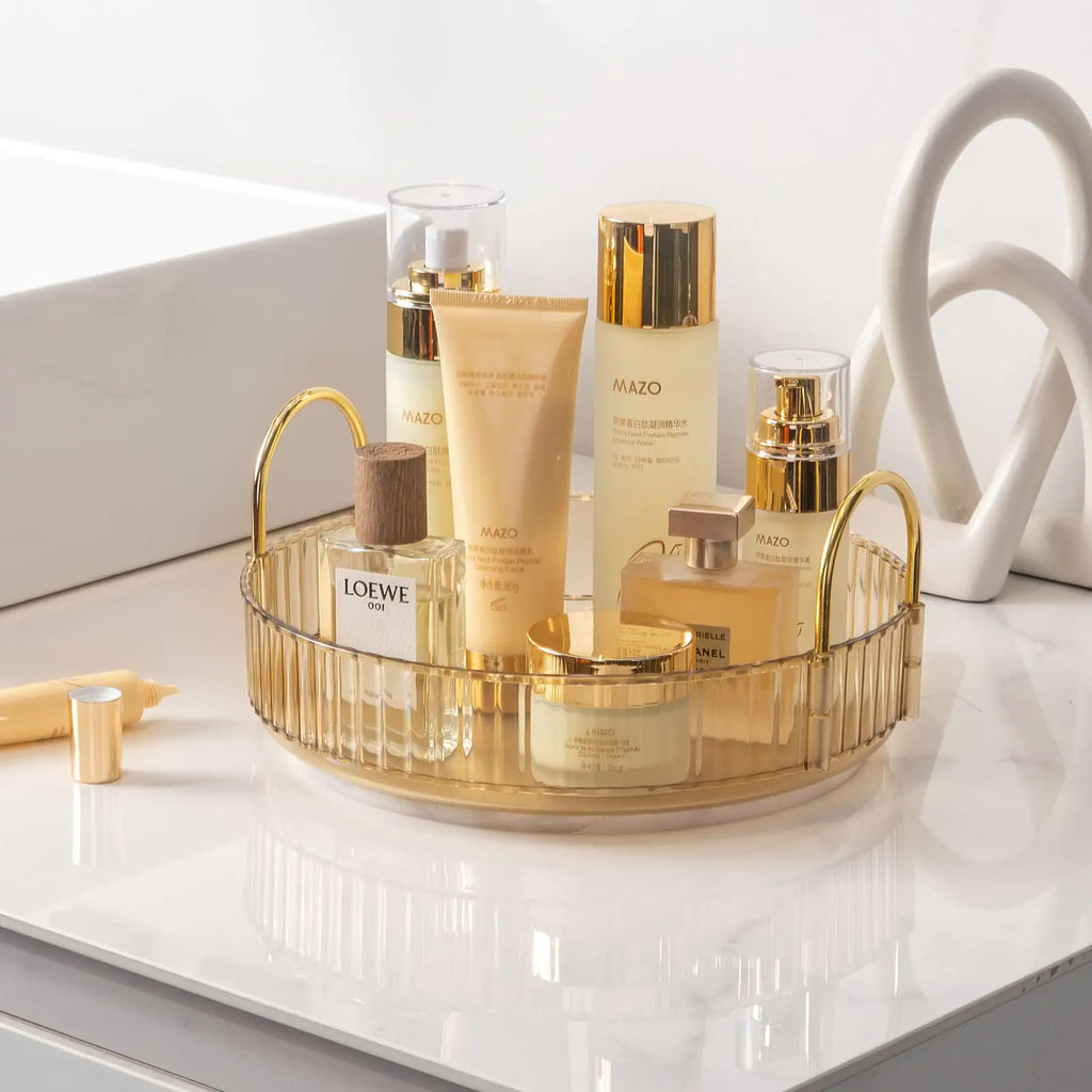 INVSSENE 360° Rotating Makeup Organizer – Gold